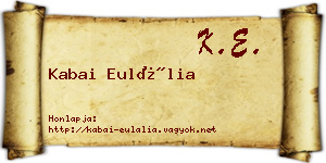 Kabai Eulália névjegykártya